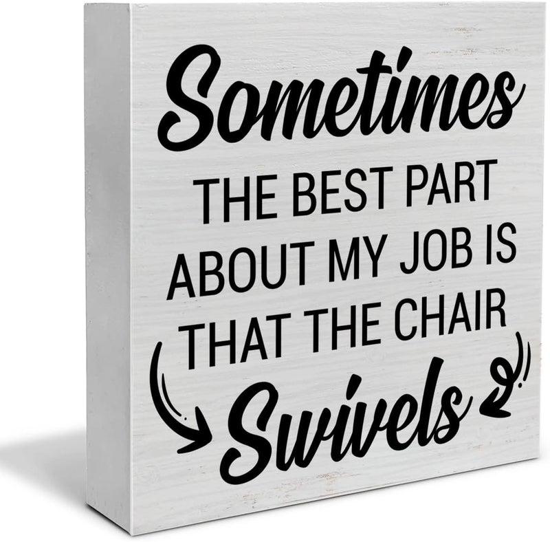 PIXCEOS Humorous Office Decorative Wooden Box Sign Sometimes the Best Part of My Job Quotes Wood Block Plaque Decor Farmhouse Home Office Shelf or Wall Display 5x5 Inches - Image 1